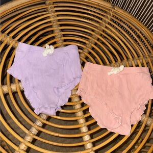 Kids Ribbed Shorts Set - Pink and Purple